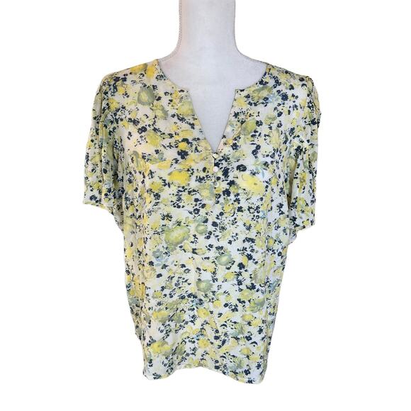 NWT Aware by Vero Moda Tilly Split Neck Blouse Chardonnay Floral Size Large - Picture 5 of 15
